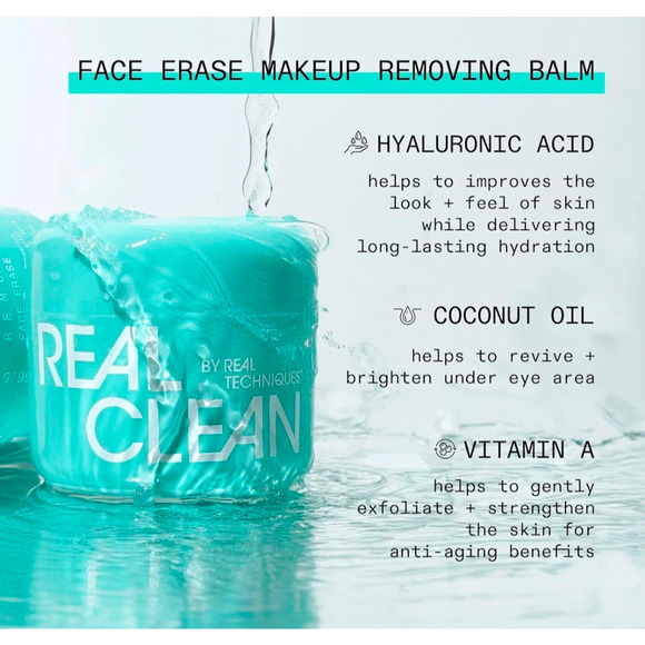 Real Techniques Real Clean Face Erase Makeup Removing Balm NIB 2 OZ - Picture 3 of 7